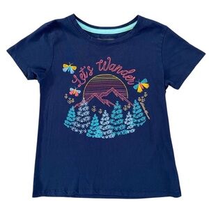Kids Eddie Bauer Blue Short Sleeve Tee with Graphic Design Sz M 10/12